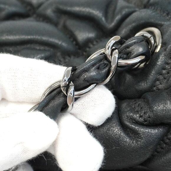 Chanel Shoulder Bag Bubble Quilted Lambskin Black Silver Hardware Women - Picture 10 of 10